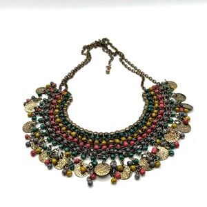 Colorful Brass Necklace Collar Egyptian Style Bib style 16" Lovely  Statement
